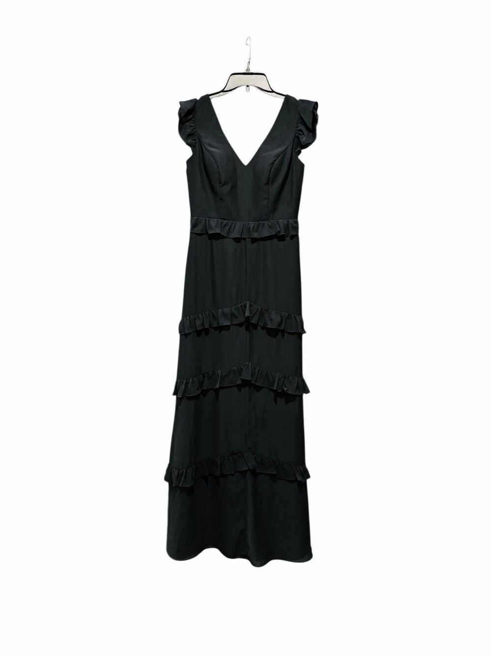 Revelry black Amelia bridesmaid dress ruffle chiffon maxi 4 - Picture 2 of 8